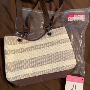 Thirty-One Canvas Cree mini taupe straw